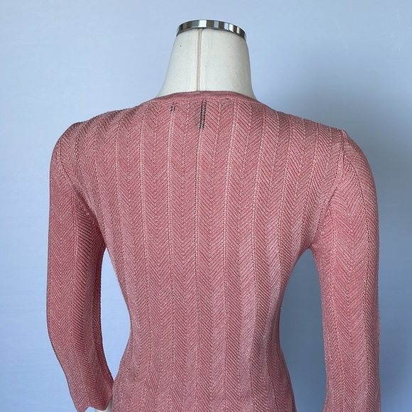 WHBM Salmon Pink Shimmer Knit Top X Small - Picture 13 of 13